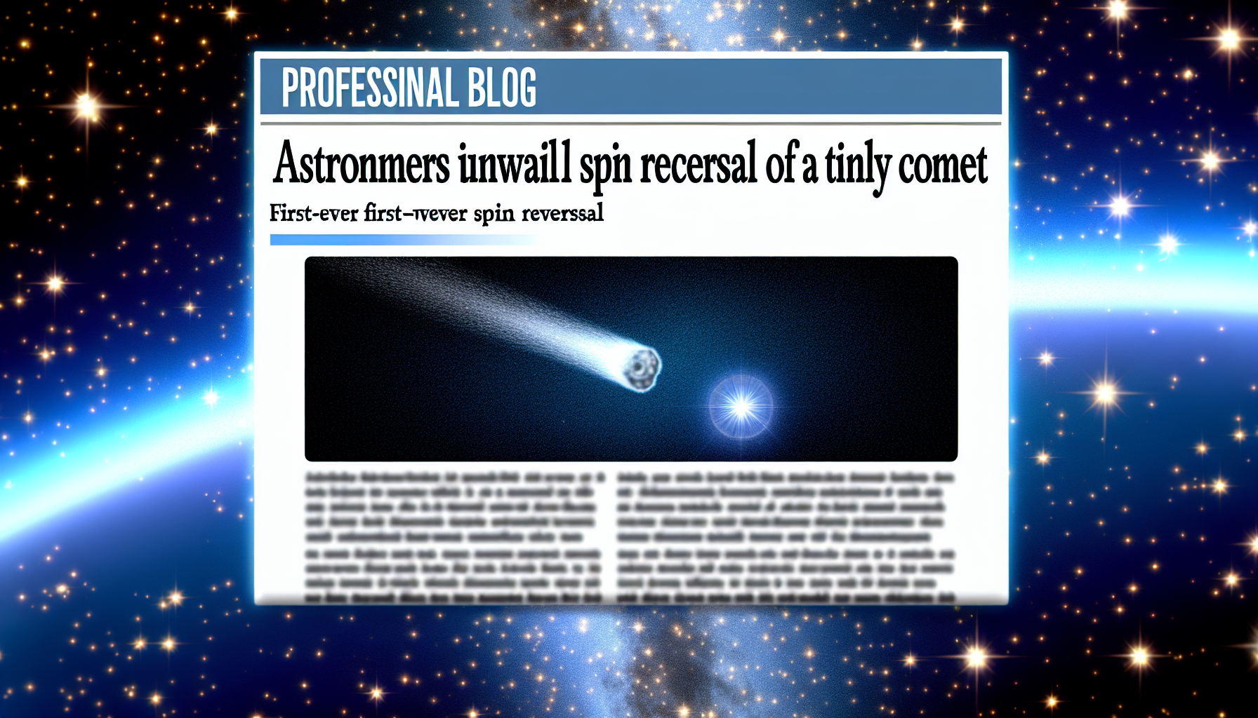 Astronomers Unveil First-Ever Spin Reversal of a Tiny Comet - The Edvocate